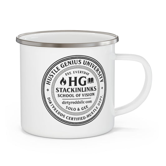 "This is how the Elite Feels" The Official Hustle Genius™ Seal Mug – White Enamel Edition. HG Mug.
