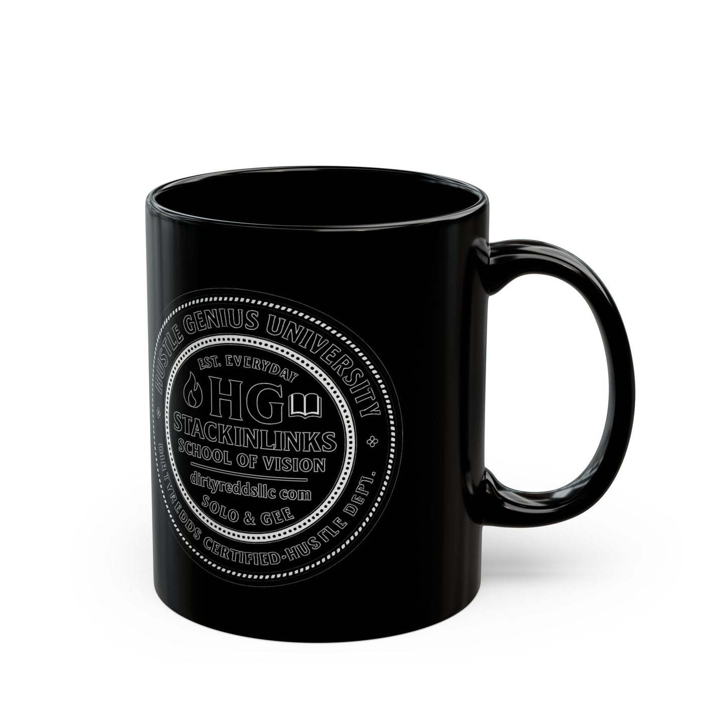 Hustle Genius Black Mug – StackinLinks School of Vision Edition