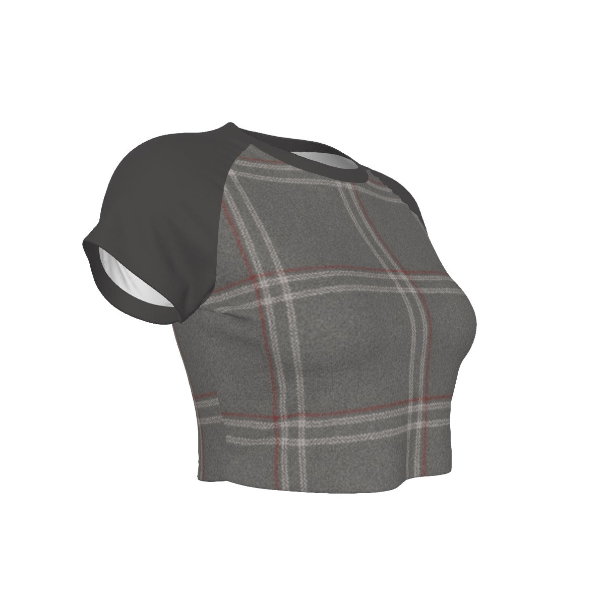 Boss Lady™ Crop Tee (Gray Hustle Plaid Edition)