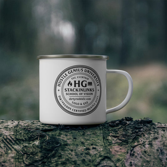 "This is how the Elite Feels" The Official Hustle Genius™ Seal Mug – White Enamel Edition. HG Mug.