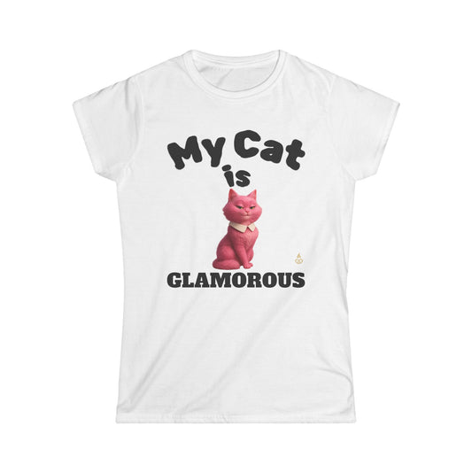 Glamorous Cat Women's Tee, Cat Lover Gift, Funny Cat Shirt, Cute Animal T-Shirt, Pet Owner Apparel, Gift for Cat Moms