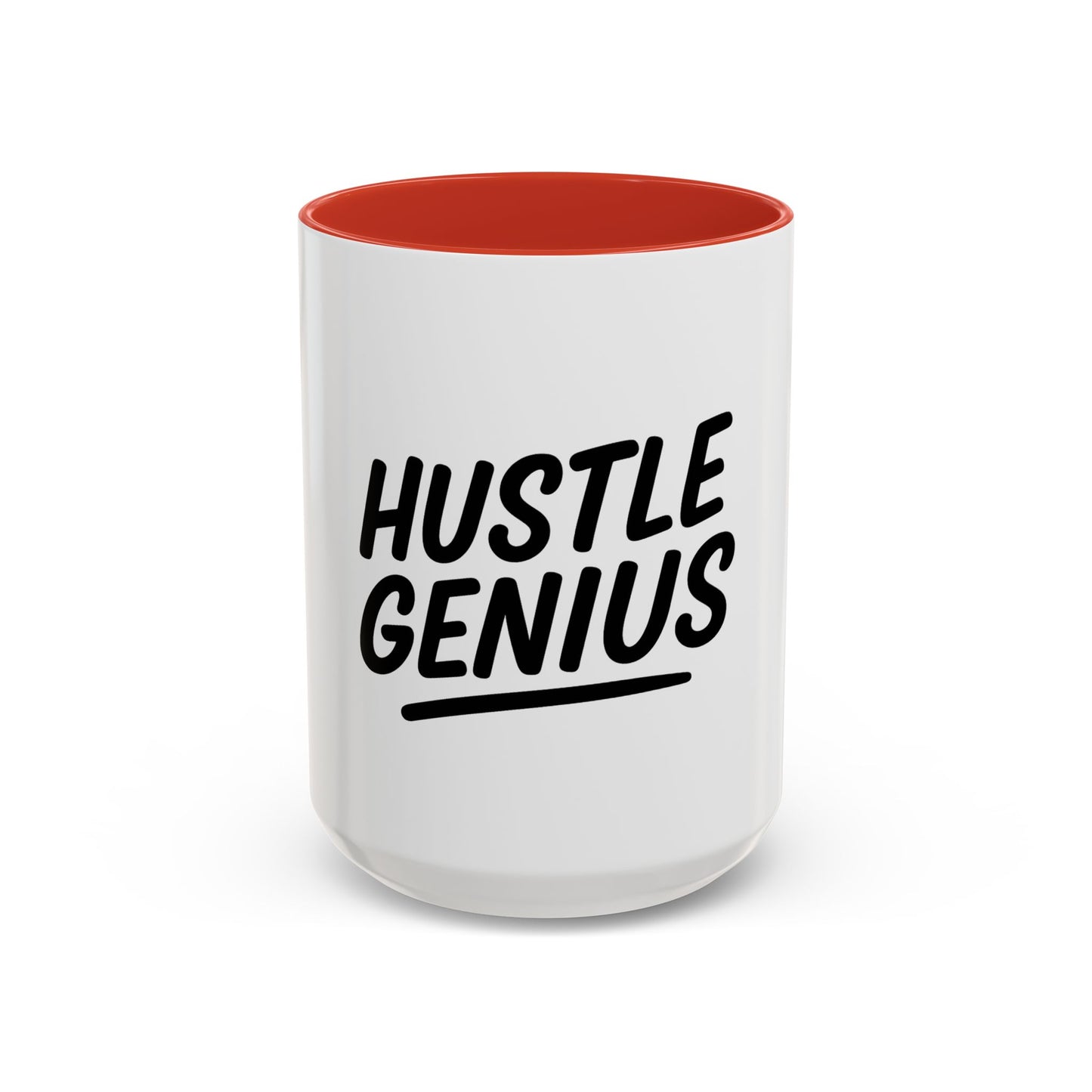 Hustle Genius Coffee Mug - Motivational Gift for Entrepreneurs, Office Decor, Inspirational Drinkware, Unique Holiday Present, Black Accent