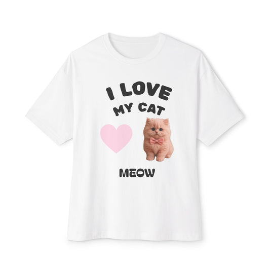 I Love My Cat Oversized Tee – Unisex Boxy Fit | Cat Lovers Line™