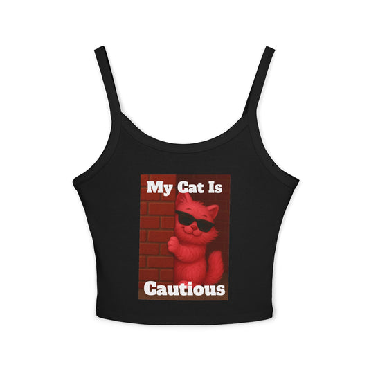 Cute Cat Graphic Spaghetti Strap Tank Top, Women's Fashion Top, Summer Wear, Pet Lover Gift, Casual Outfit, Funny Cat Shirt