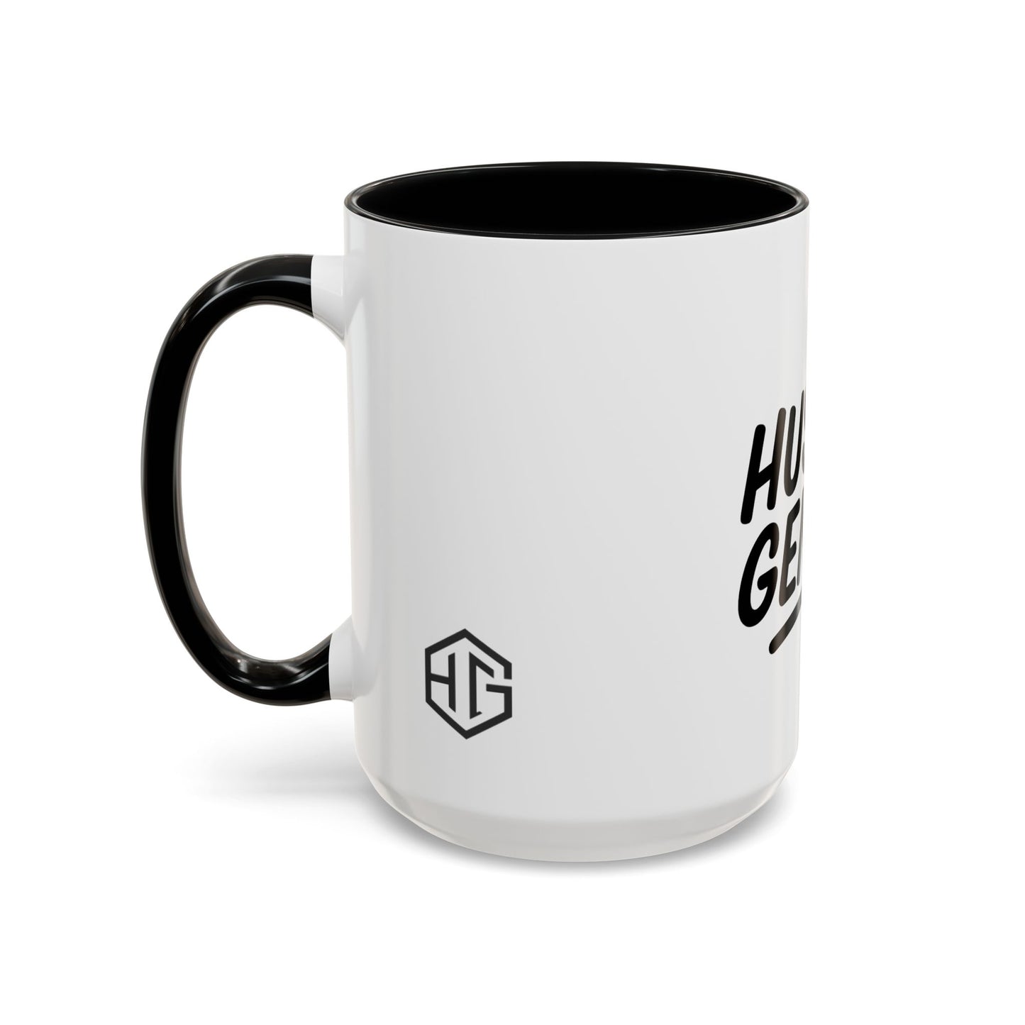 Hustle Genius Coffee Mug - Motivational Gift for Entrepreneurs, Office Decor, Inspirational Drinkware, Unique Holiday Present, Black Accent