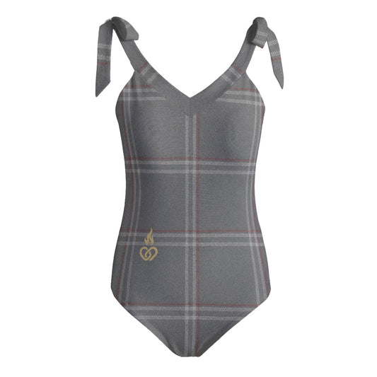 All-Over Print Women's Tie Shoulder Onepiece Padded Swimsuit
