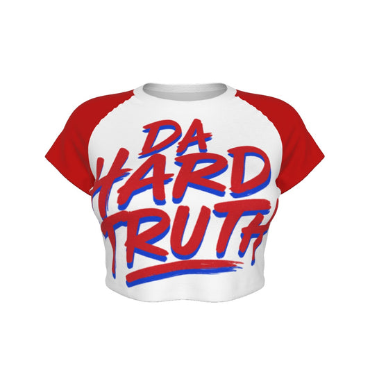 Da Hard Truth™ Raglan Crop Tee (Red & White)