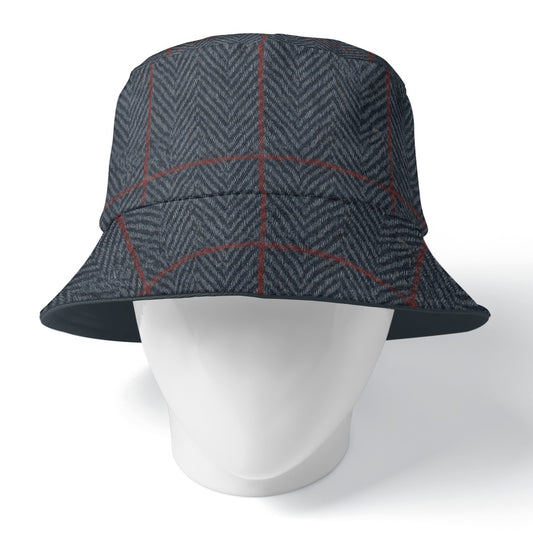 Sharp Threadz™ Bucket Hat – Navy Chevron w/ Red Line