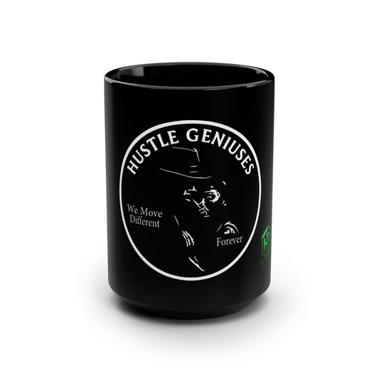 Hustle Geniuses Black Mug | 15oz Coffee Cup, Motivational Gift, Office Decor, Hustle Culture, Entrepreneur Mug