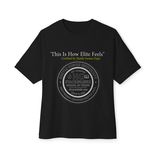 Elite Black Tee – “This Is How Elite Feels” | Hustle Genius Certified | Luxury Fit | Power Gymwear x Street Influence