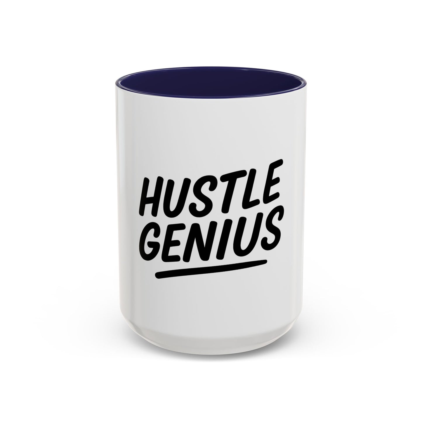 Hustle Genius Coffee Mug - Motivational Gift for Entrepreneurs, Office Decor, Inspirational Drinkware, Unique Holiday Present, Black Accent